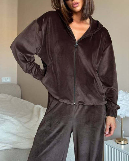 Cookie Dough Hooded and Pants Two-Piece Set