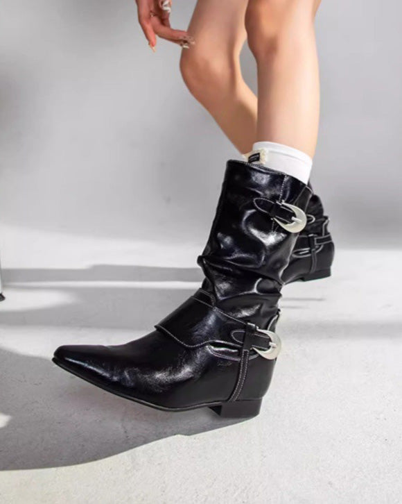 Downtown Edge Metal buckle mid-calf boots