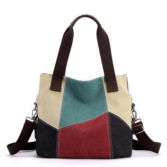 Vintage Kontrastierende Canvas-Tasche Rot