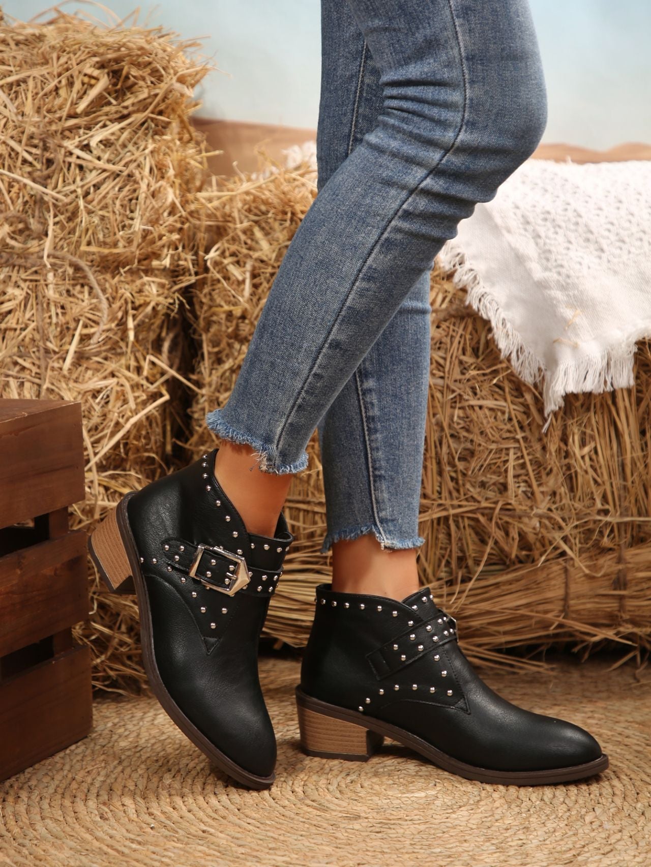 Austrian Alpine studded low block heel Chelsea boots