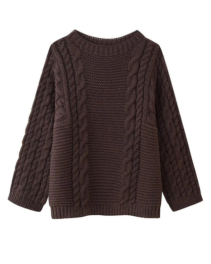 Golden Rhine	Round neck bell sleeve knitted loose sweater