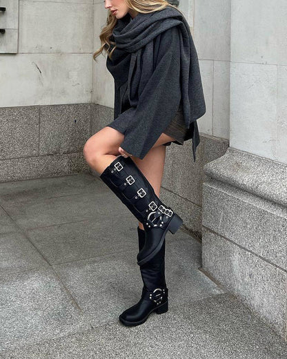 Parisian Boulevard Asymmetric scarf cropped knitted jacket