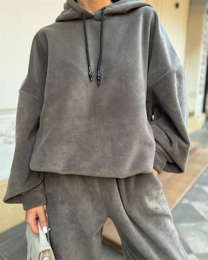 Campus Crew Polar fleece hooded sweatshirt and sweatpants two-piece set