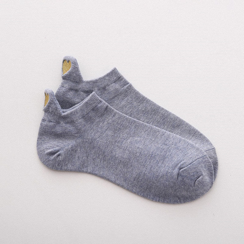 Lässige Socken Mit Herz-Stickerei Grau