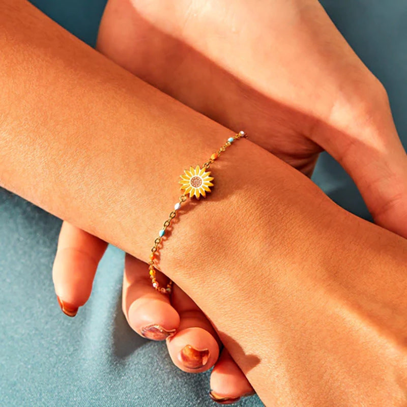 Kreatives Sonnenblumen-Armband Golden