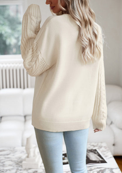 Cable Knit Long Sleeve Crewneck Sweater