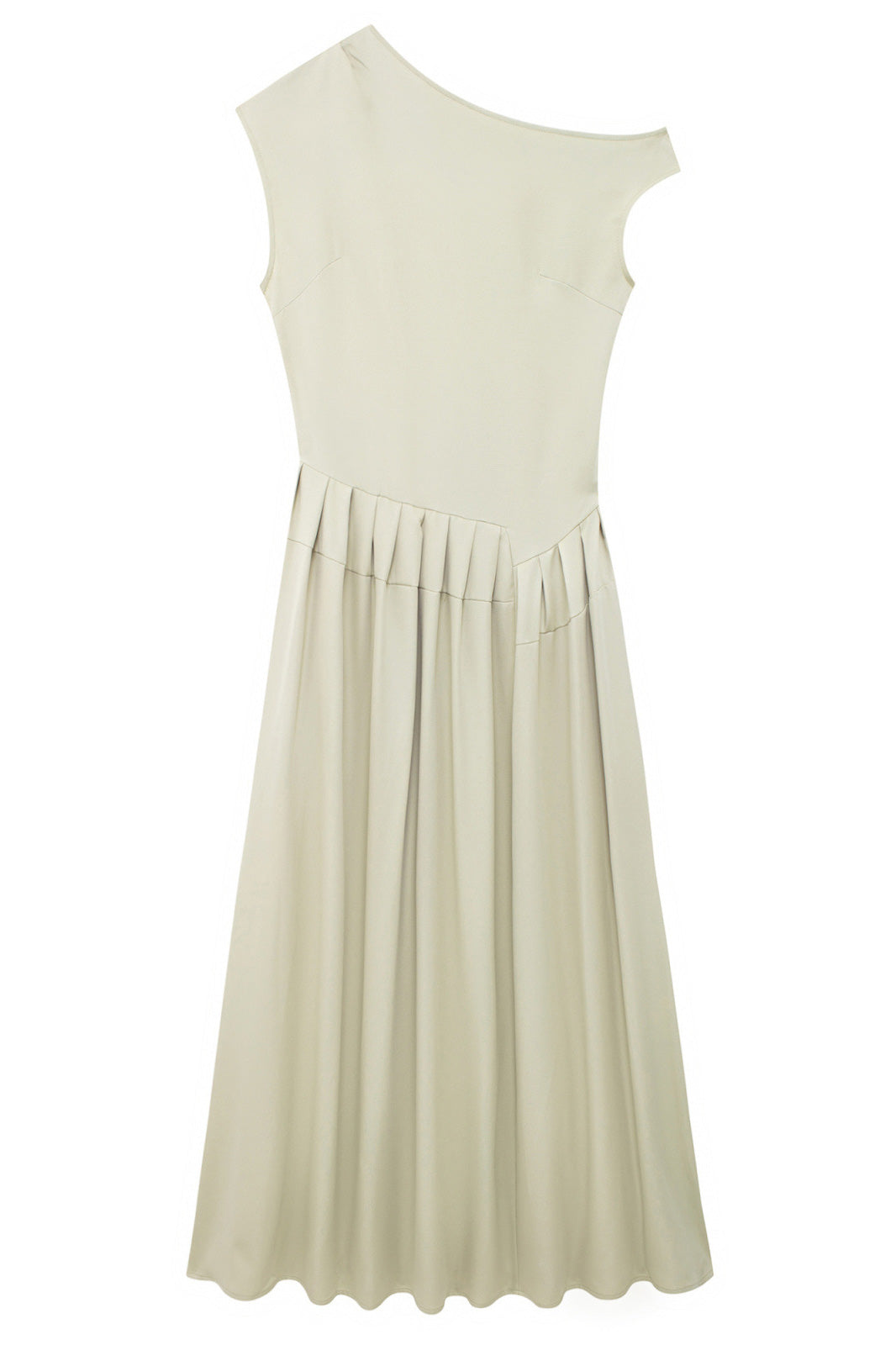 Temperament solid color long one-shoulder pleated dress