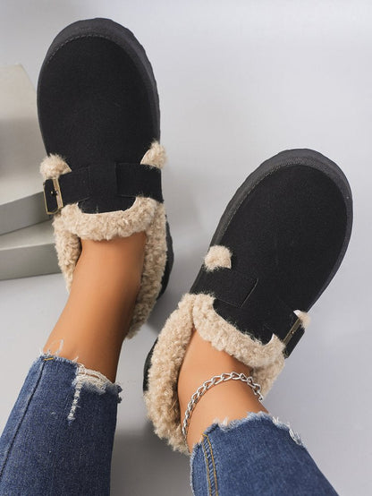 Round toe thick-soled short plush snow boots