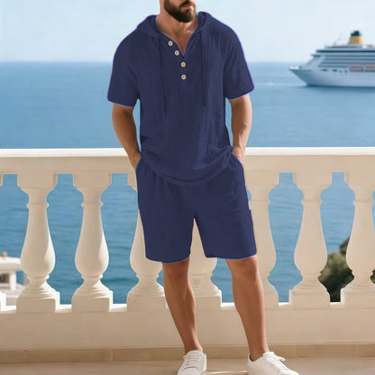 Hochwertiges Sommer-Zweiteiler-Set für Herren | Lässiges Kurzarmhemd + Shorts【Kostenloser Versand】