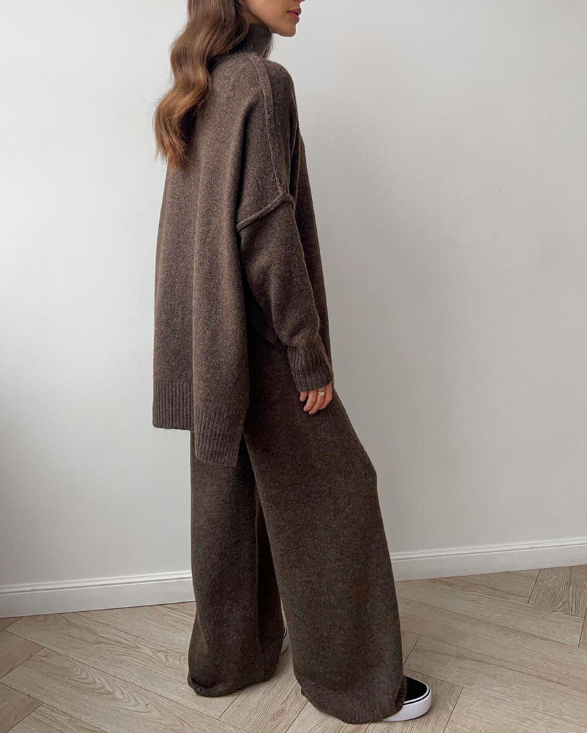 Slouchy turtleneck sweater and pants suit