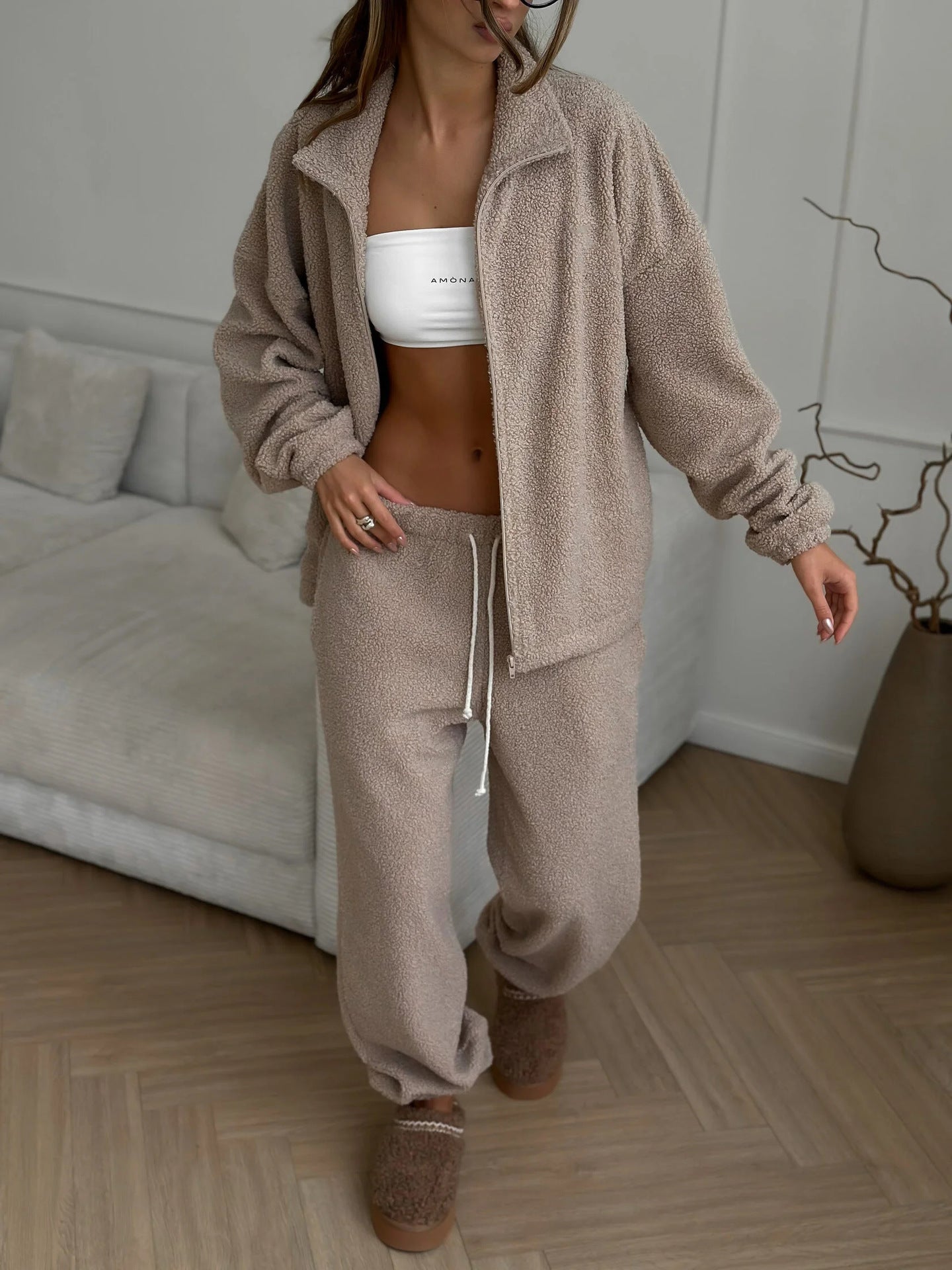 Mood Lift Polar fleece cardigan and trousers set
