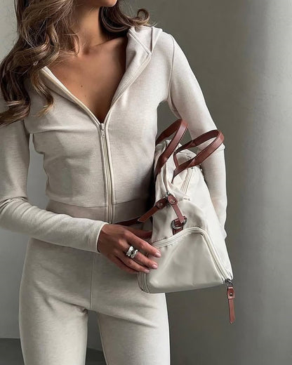 Homebody Club Slim-fit hooded two-piece set