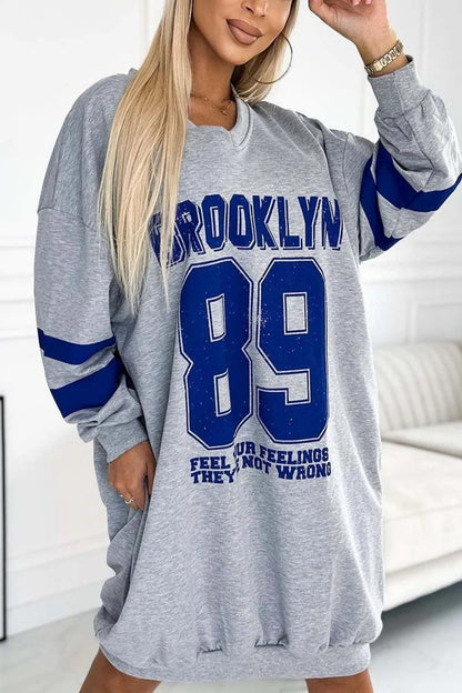 Sports Lettering Print Sweatshirt Dress