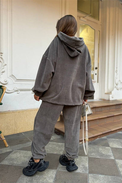 Campus Crew Polar fleece hooded sweatshirt and sweatpants two-piece set