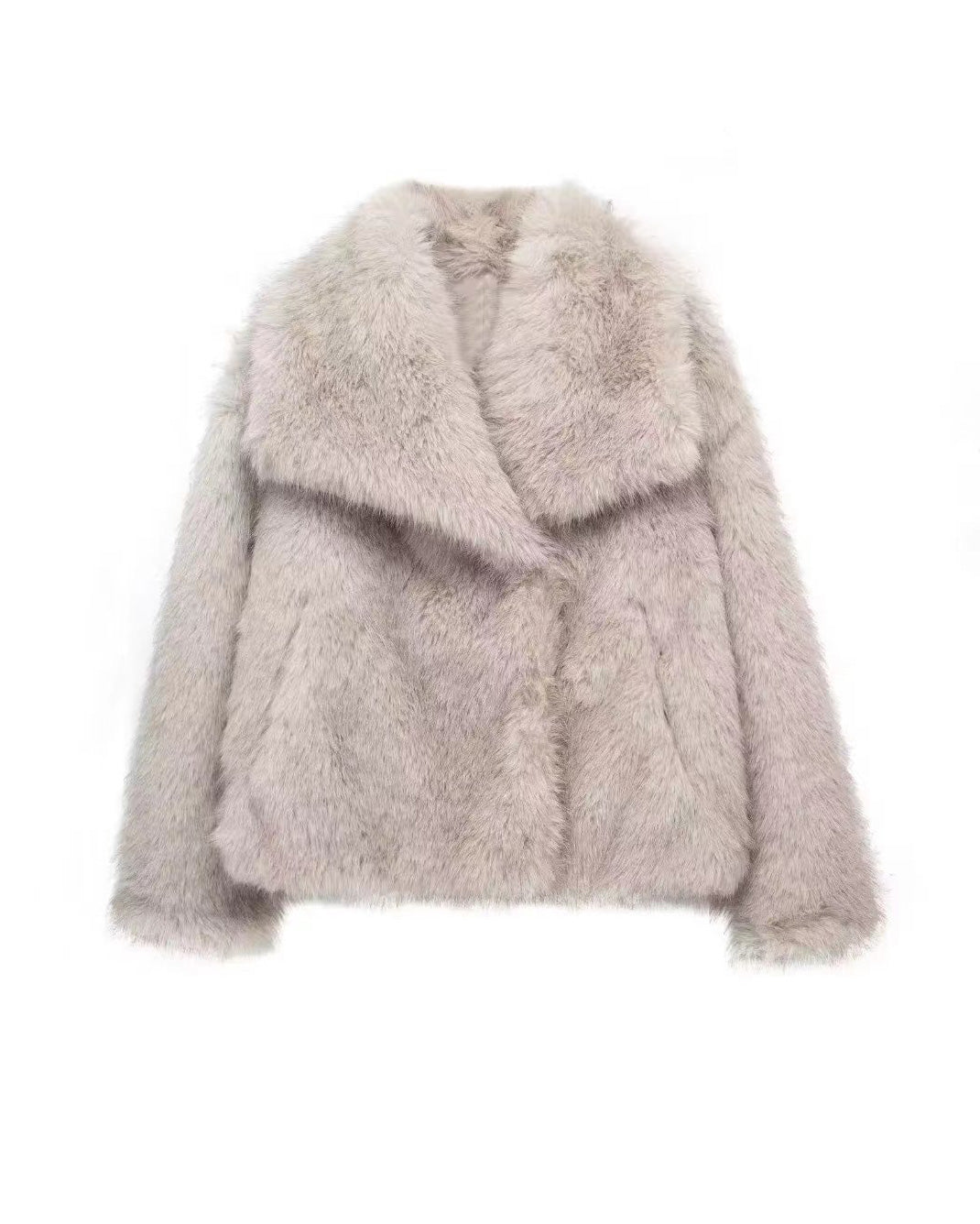 Arctic Embrace Cropped Large Lapel Plush Jacket