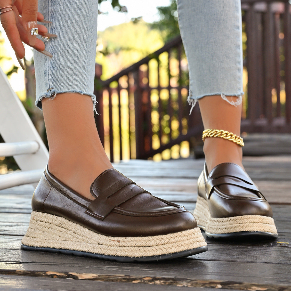 Chic Wedge Espadrilles Slip-On Loafers
