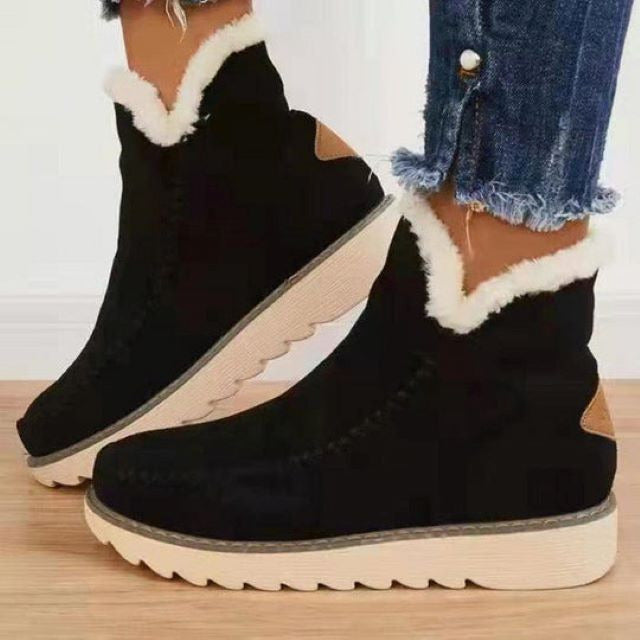 Warme Schneestiefel Mit Dicker Sohle Schwarz