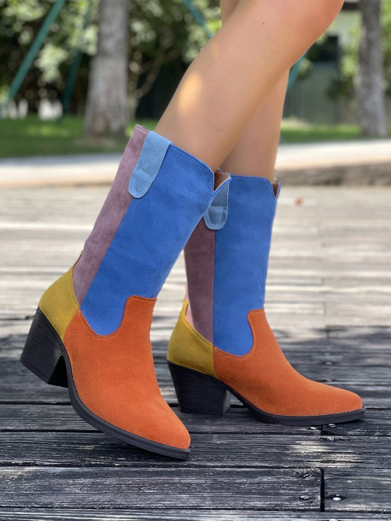 Metro Nomad Colorblock low-heeled mid-calf boots