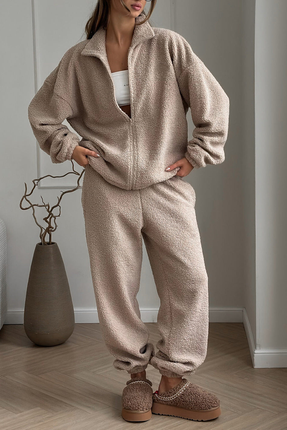 Mood Lift Polar fleece cardigan and trousers set