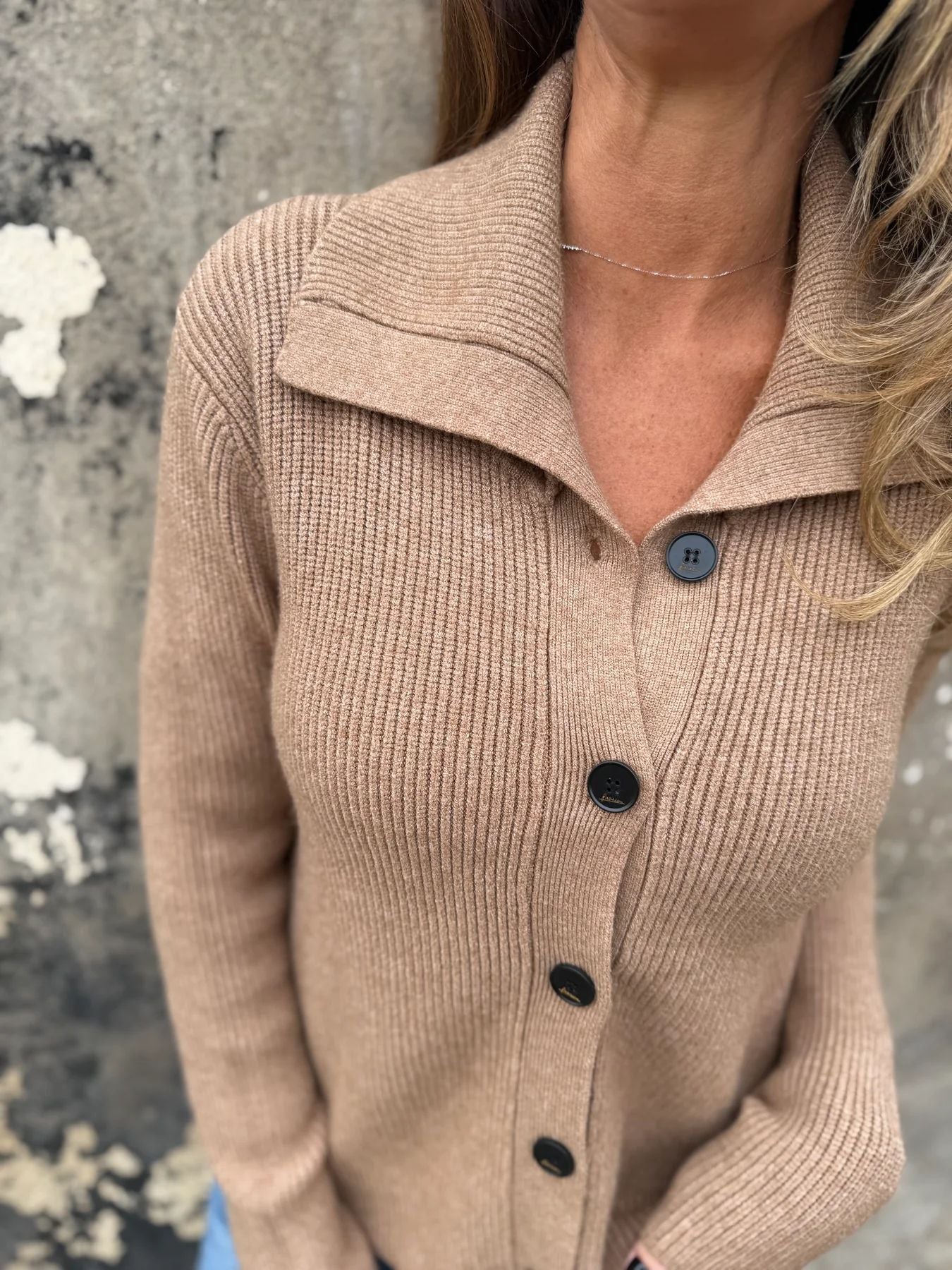 Loose Cropped Button Lapel Sweater Jacket