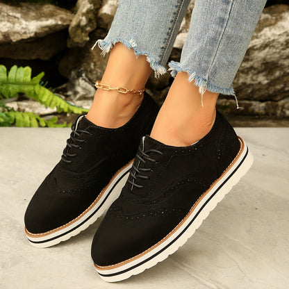 Retro suede round toe foam platform loafers
