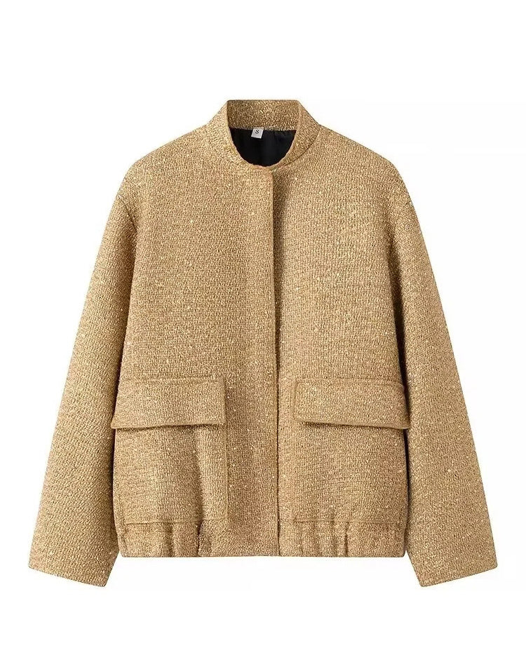 Aspen Gold Sequined stand-up collar jacket