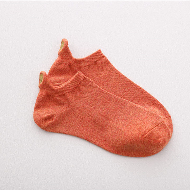 Lässige Socken Mit Herz-Stickerei Orange