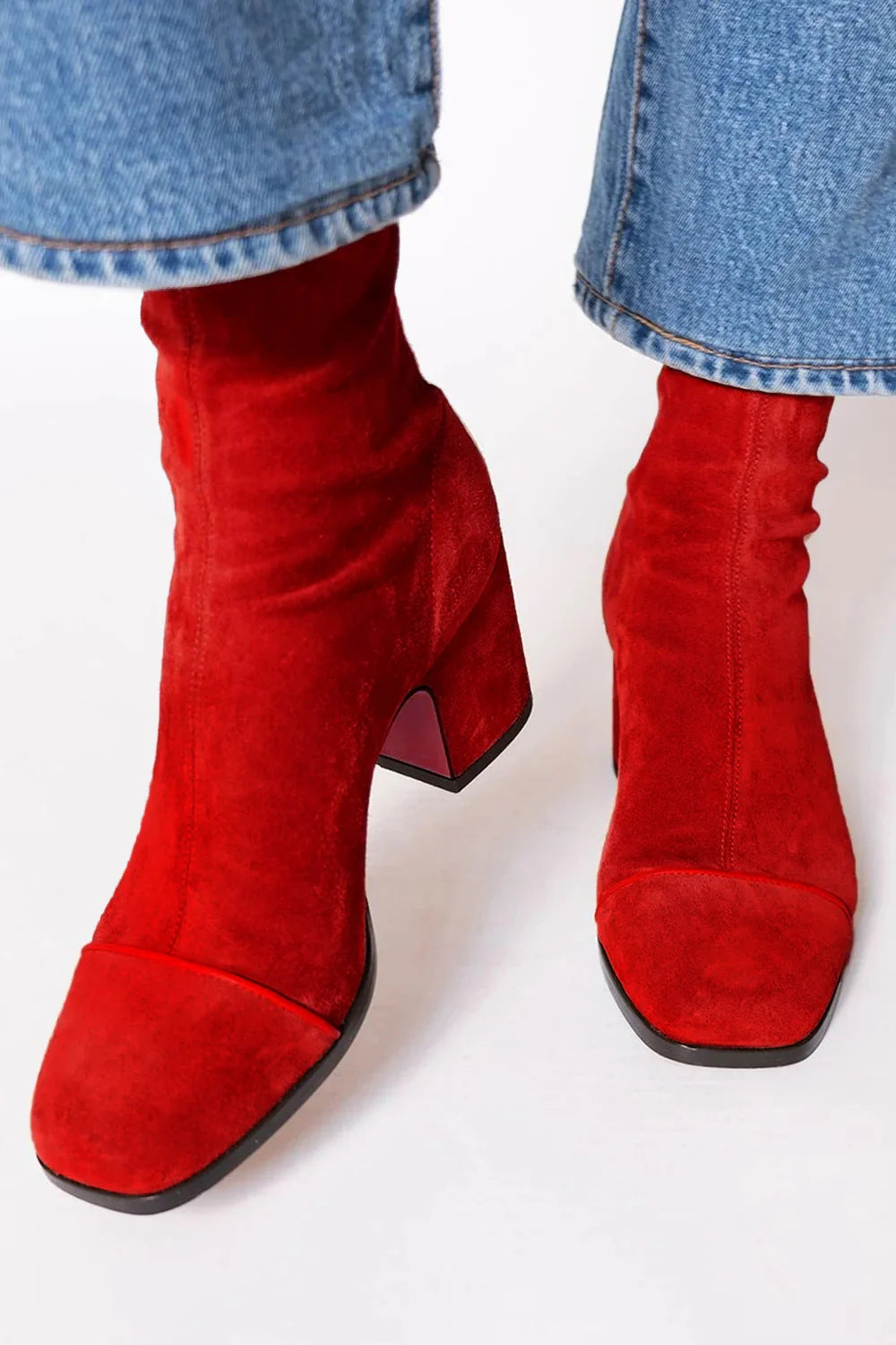 Modern Maverick Square toe colorblock mid-heeled boots