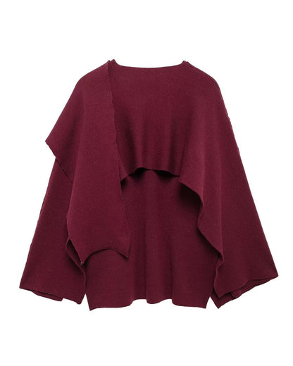 Asymmetric scarf cropped knitted coat