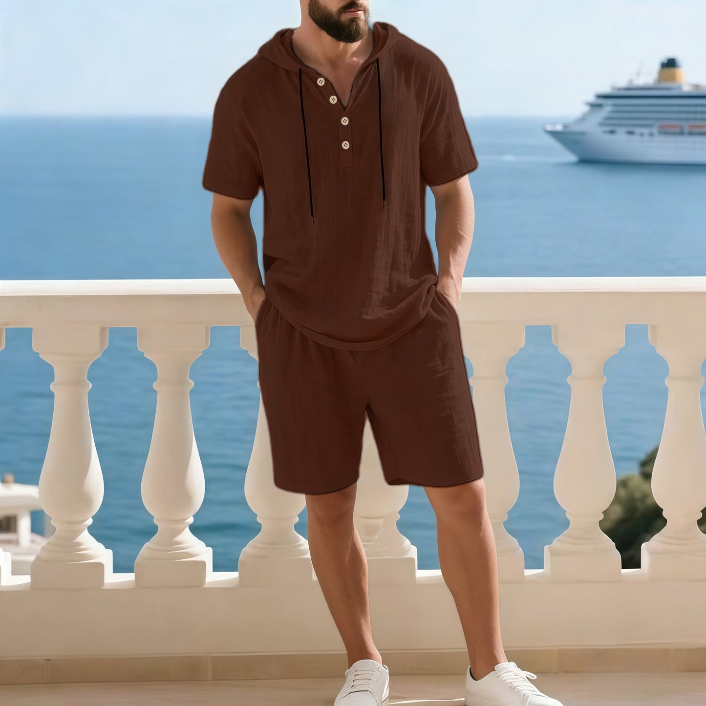Hochwertiges Sommer-Zweiteiler-Set für Herren | Lässiges Kurzarmhemd + Shorts【Kostenloser Versand】
