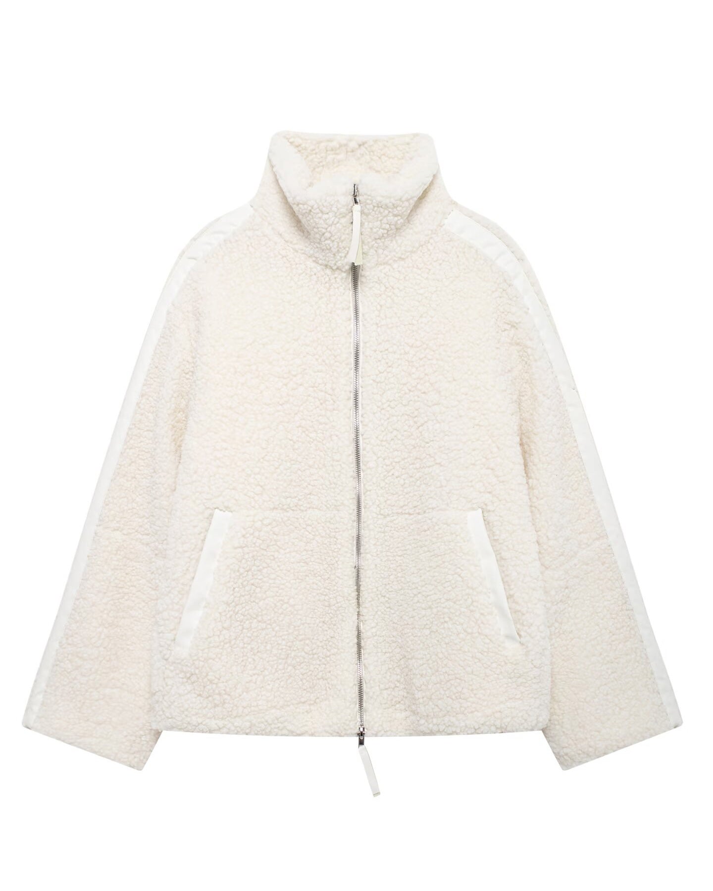Loose stand-up collar double-ended zipper fleece cardigan jacket