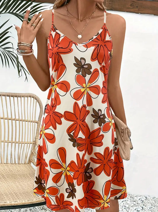 Emma - Sommerliches Spaghetti-Träger Kleid mit Blumenmuster