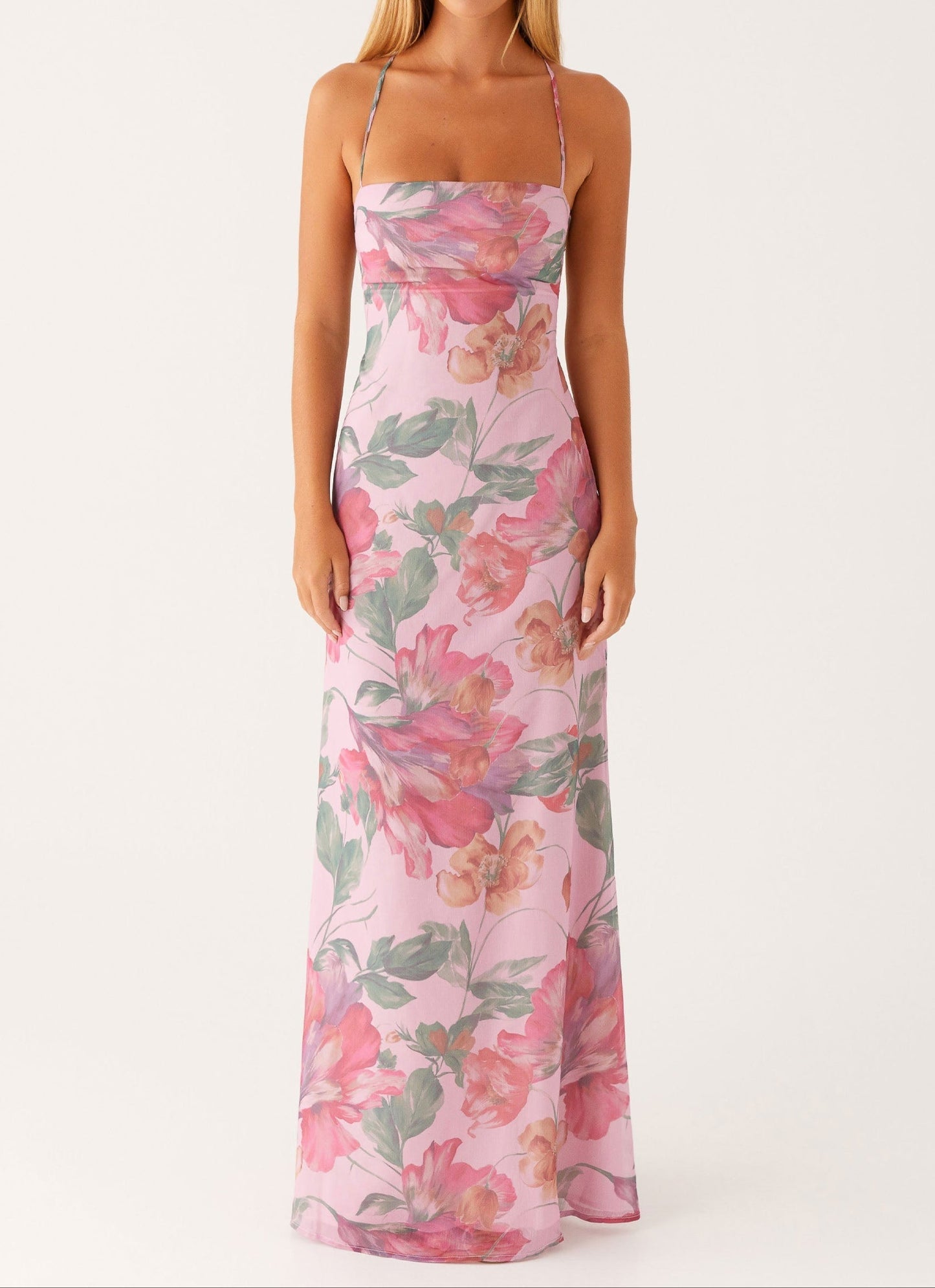 Agnesina Maxi Dress – Pink with Floral Print