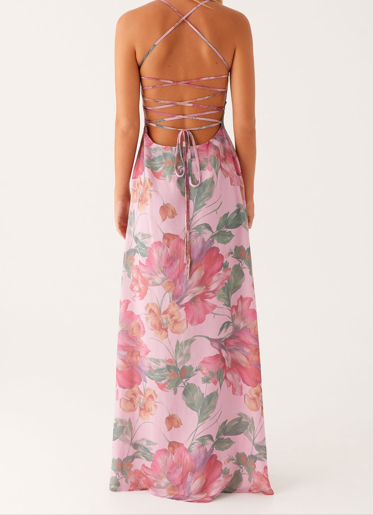Agnesina Maxi Dress – Pink with Floral Print