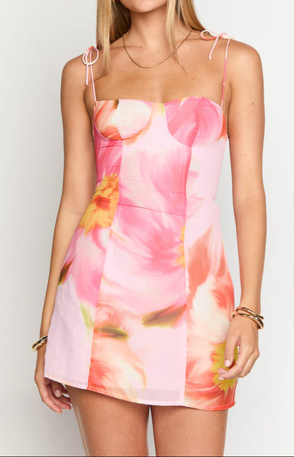 Robe courte à fleurs roses Isabella