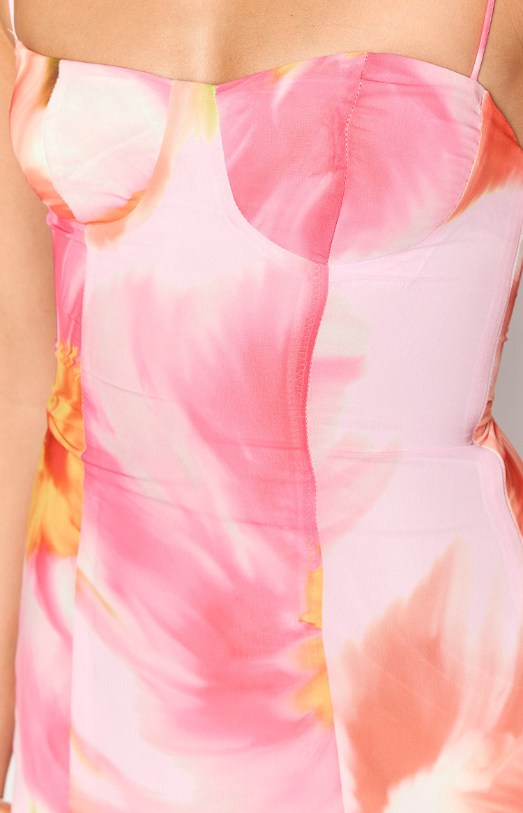 Robe courte à fleurs roses Isabella