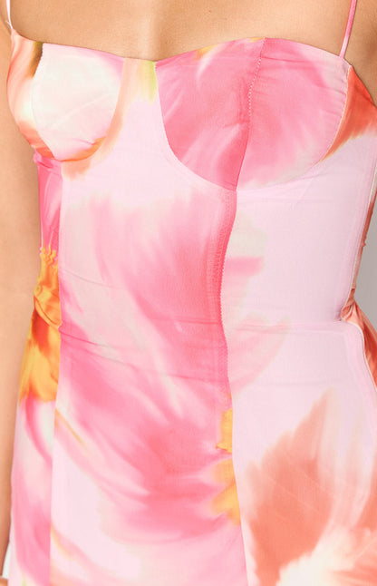 Robe courte à fleurs roses Isabella