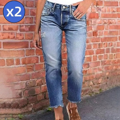 Modische Slim-Fit-Jeans im Used-Look für Damen
