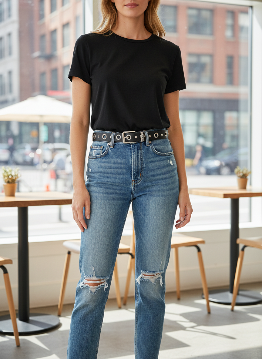 Modische Slim-Fit-Jeans im Used-Look für Damen