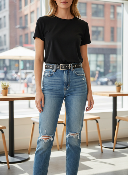 Modische Slim-Fit-Jeans im Used-Look für Damen