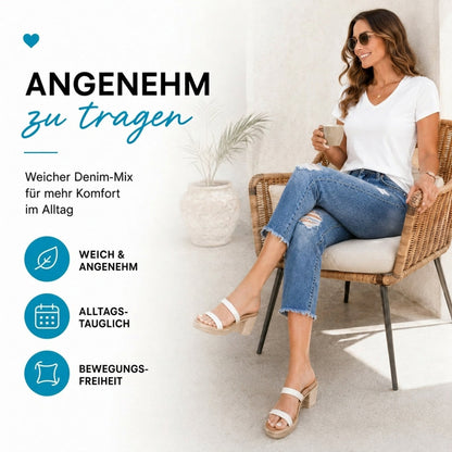 Modische Slim-Fit-Jeans im Used-Look für Damen