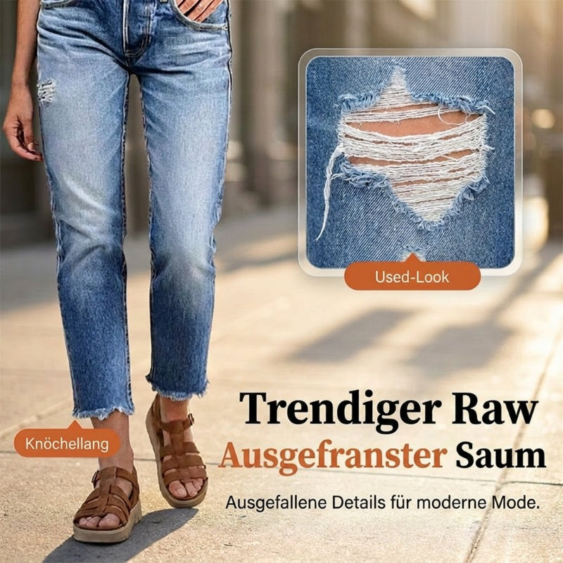 Modische Slim-Fit-Jeans im Used-Look für Damen