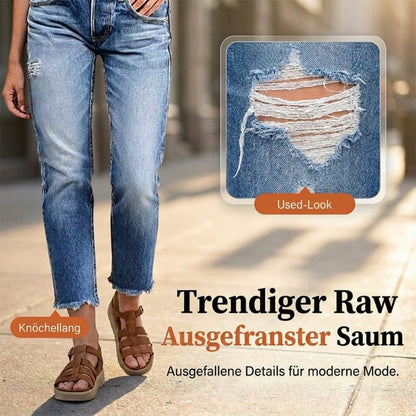 Modische Slim-Fit-Jeans im Used-Look für Damen