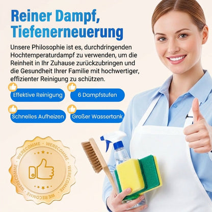 🥳 2026 HEISSER VERKAUF 🥳 💞 50K+ VERKAUFT! 📢⏰ 50% RABATT! Hochtemperatur-Dampfreiniger – 105°C Dampf, 15 s Aufheizzeit. 🌡️ Tötet 99,9 % der Keime ab – ohne Chemie. 🎚️ 6 Dampfstufen – großer Tank 1100 ml. ✨ Für viele Oberflächen – Reinigungswunder! 🔥