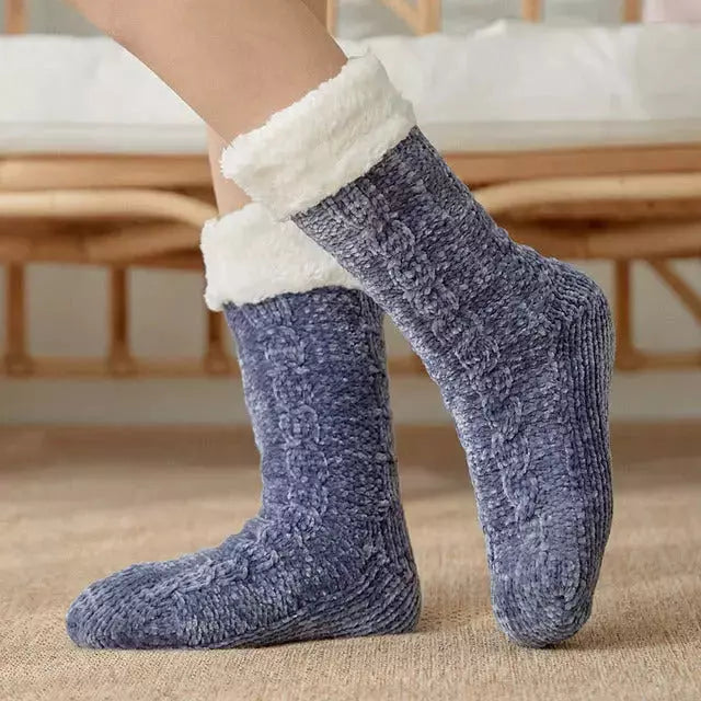 Plüsch Warme Socken Blau