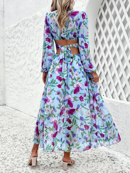 Amelia - Floral maxi dress in sky blue