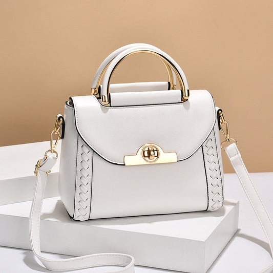 White leather handbag with gold accents - Emilia