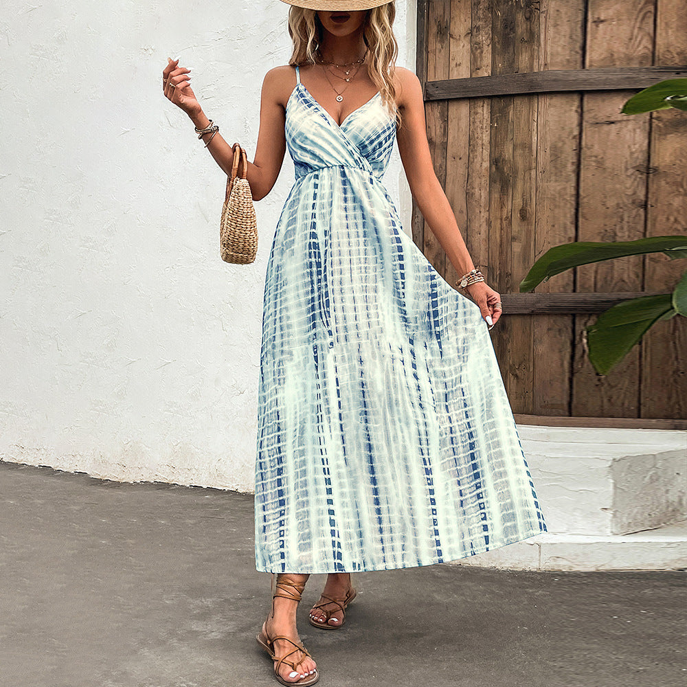 Blaues Maxi Sommerkleid