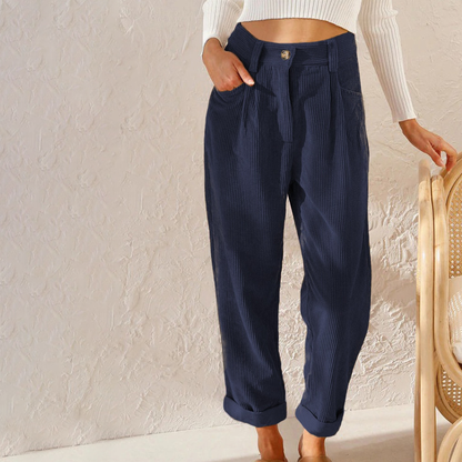 Terracotta chino trousers with pleats - Anna