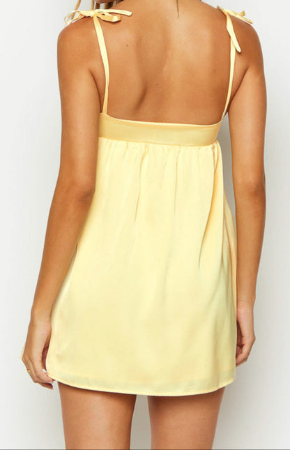 Eloisa Gelbes Satin Minikleid